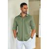 imageCOOFANDY Mens Long Sleeve Wrinkle Free Shirts Casual Button Down Shirt Stretch Dress ShirtMoon Green