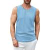 imageCOOFANDY Mens Ribbed Knit Tank Tops Casual Sleeveless Muscle Shirts Basic Undershirts TankLight Blue