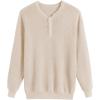 imageCOOFANDY Mens Waffle Henley Shirts Crewneck Lightweight Sweater Long Sleeve Causal Knitted Pullover T ShirtBeige