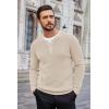 imageCOOFANDY Mens Waffle Henley Shirts Crewneck Lightweight Sweater Long Sleeve Causal Knitted Pullover T ShirtBeige