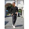 imageCOOFANDY Mens Waffle Henley Shirts Crewneck Lightweight Sweater Long Sleeve Causal Knitted Pullover T ShirtBlack