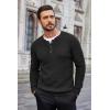 imageCOOFANDY Mens Waffle Henley Shirts Crewneck Lightweight Sweater Long Sleeve Causal Knitted Pullover T ShirtBlack