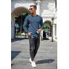 imageCOOFANDY Mens Waffle Henley Shirts Crewneck Lightweight Sweater Long Sleeve Causal Knitted Pullover T ShirtDark Blue