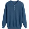 imageCOOFANDY Mens Waffle Henley Shirts Crewneck Lightweight Sweater Long Sleeve Causal Knitted Pullover T ShirtDark Blue