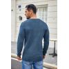 imageCOOFANDY Mens Waffle Henley Shirts Crewneck Lightweight Sweater Long Sleeve Causal Knitted Pullover T ShirtDark Blue