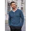 imageCOOFANDY Mens Waffle Henley Shirts Crewneck Lightweight Sweater Long Sleeve Causal Knitted Pullover T ShirtDark Blue