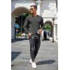 imageCOOFANDY Mens Waffle Henley Shirts Crewneck Lightweight Sweater Long Sleeve Causal Knitted Pullover T ShirtDark Grey
