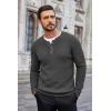 imageCOOFANDY Mens Waffle Henley Shirts Crewneck Lightweight Sweater Long Sleeve Causal Knitted Pullover T ShirtDark Grey