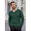 imageCOOFANDY Mens Waffle Henley Shirts Crewneck Lightweight Sweater Long Sleeve Causal Knitted Pullover T ShirtGreen