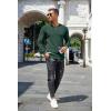 imageCOOFANDY Mens Waffle Henley Shirts Crewneck Lightweight Sweater Long Sleeve Causal Knitted Pullover T ShirtGreen