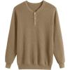 imageCOOFANDY Mens Waffle Henley Shirts Crewneck Lightweight Sweater Long Sleeve Causal Knitted Pullover T ShirtKhaki