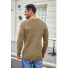 imageCOOFANDY Mens Waffle Henley Shirts Crewneck Lightweight Sweater Long Sleeve Causal Knitted Pullover T ShirtKhaki