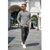 imageCOOFANDY Mens Waffle Henley Shirts Crewneck Lightweight Sweater Long Sleeve Causal Knitted Pullover T ShirtLight Grey