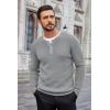 imageCOOFANDY Mens Waffle Henley Shirts Crewneck Lightweight Sweater Long Sleeve Causal Knitted Pullover T ShirtLight Grey