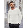 imageCOOFANDY Mens Waffle Henley Shirts Crewneck Lightweight Sweater Long Sleeve Causal Knitted Pullover T ShirtWhite
