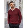 imageCOOFANDY Mens Waffle Henley Shirts Crewneck Lightweight Sweater Long Sleeve Causal Knitted Pullover T ShirtWine