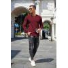 imageCOOFANDY Mens Waffle Henley Shirts Crewneck Lightweight Sweater Long Sleeve Causal Knitted Pullover T ShirtWine