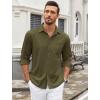 imageCOOFANDY Mens Wrinkle Free Dress Shirts Long Sleeve Untucked Shirts Casual Button Down ShirtsArmy Green