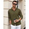 imageCOOFANDY Mens Wrinkle Free Dress Shirts Long Sleeve Untucked Shirts Casual Button Down ShirtsArmy Green