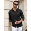 imageCOOFANDY Mens Wrinkle Free Dress Shirts Long Sleeve Untucked Shirts Casual Button Down ShirtsBlack