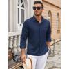 imageCOOFANDY Mens Wrinkle Free Dress Shirts Long Sleeve Untucked Shirts Casual Button Down ShirtsDark Blue