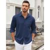 imageCOOFANDY Mens Wrinkle Free Dress Shirts Long Sleeve Untucked Shirts Casual Button Down ShirtsDark Blue