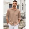 imageCOOFANDY Mens Wrinkle Free Dress Shirts Long Sleeve Untucked Shirts Casual Button Down ShirtsKhaki