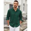 imageCOOFANDY Mens Wrinkle Free Dress Shirts Long Sleeve Untucked Shirts Casual Button Down ShirtsLake Green