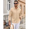 imageCOOFANDY Mens Wrinkle Free Dress Shirts Long Sleeve Untucked Shirts Casual Button Down ShirtsLight Khaki