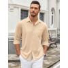imageCOOFANDY Mens Wrinkle Free Dress Shirts Long Sleeve Untucked Shirts Casual Button Down ShirtsLight Khaki