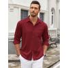 imageCOOFANDY Mens Wrinkle Free Dress Shirts Long Sleeve Untucked Shirts Casual Button Down ShirtsWine Red