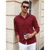 imageCOOFANDY Mens Wrinkle Free Dress Shirts Long Sleeve Untucked Shirts Casual Button Down ShirtsWine Red