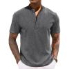 imageCOOFANDY Mens Casual Summer Beach Henley Shirt Band Collar Lightweight Hippie Tee ShirtsDark Gray
