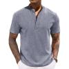imageCOOFANDY Mens Casual Summer Beach Henley Shirt Band Collar Lightweight Hippie Tee ShirtsNavy Blue