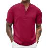 imageCOOFANDY Mens Casual Summer Beach Henley Shirt Band Collar Lightweight Hippie Tee ShirtsWine Red