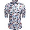 imageCOOFANDY Mens Floral Button Down Long Sleeve Hawaiian Shirt Flower Printed Tropical Beach ShirtsBlue Floral