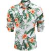 imageCOOFANDY Mens Floral Button Down Long Sleeve Hawaiian Shirt Flower Printed Tropical Beach ShirtsWhite  Orange Flower