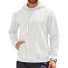imageCOOFANDY Mens Hooded Sweatshirts Long Sleeve Casual Waffle Knit Pullover Hoodies with Kanga PocketWhite