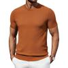imageCOOFANDY Mens Knit TShirts Summer Waffle Shirts Vintage Shirts Short Sleeve Crew Neck Tee Shirt Casual Crochet TopLight Brown