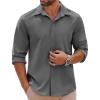 imageCOOFANDY Mens Long Sleeve Button Down Shirts Casual Untucked Shirts Stretch ShirtsGrey