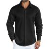imageCOOFANDY Mens Long Sleeve Wrinkle Free Shirts Casual Button Down Shirt Stretch Dress ShirtBlack