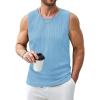 imageCOOFANDY Mens Ribbed Knit Tank Tops Casual Sleeveless Muscle Shirts Basic Undershirts TankLight Blue