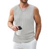 imageCOOFANDY Mens Ribbed Knit Tank Tops Casual Sleeveless Muscle Shirts Basic Undershirts TankLight Grey