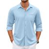 imageCOOFANDY Mens Wrinkle Free Dress Shirts Long Sleeve Untucked Shirts Casual Button Down ShirtsBlue