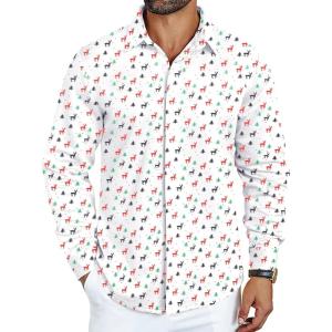 imageCOOFANDY Mens Long Sleeve Wrinkle Free Shirts Casual Button Down Shirt Stretch Dress ShirtChristmaswhite