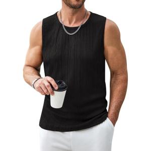 imageCOOFANDY Mens Ribbed Knit Tank Tops Casual Sleeveless Muscle Shirts Basic Undershirts TankBlack