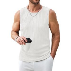 imageCOOFANDY Mens Ribbed Knit Tank Tops Casual Sleeveless Muscle Shirts Basic Undershirts TankWhite