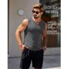 imageCOOFANDY Casual Sleeveless Shirts for Men Cotton V Neck Tank Tops Summer 2 Pack Workout Gym Muscle TeeArmy GreenDark Gray