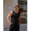 imageCOOFANDY Casual Sleeveless Shirts for Men Cotton V Neck Tank Tops Summer 2 Pack Workout Gym Muscle TeeBlackArmy Green