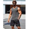 imageCOOFANDY Casual Sleeveless Shirts for Men Cotton V Neck Tank Tops Summer 2 Pack Workout Gym Muscle TeeBlackDark Gray